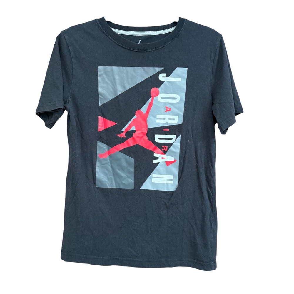 Jordan Black T-Shirt Red Jumpman Graphic Activewear Boys Extra Large XL